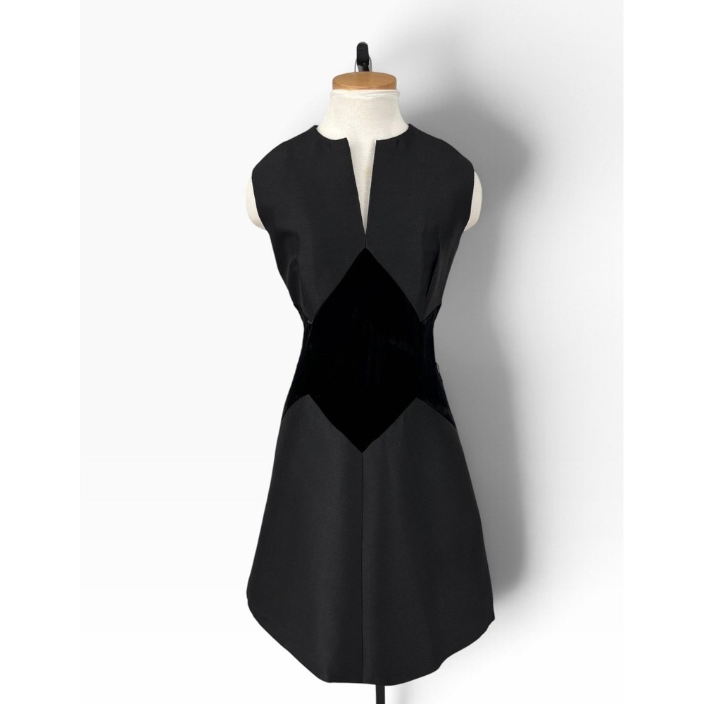 Nardiello for Rona New York Cocktail Dress Women Large Black Mod Taffeta Velvet